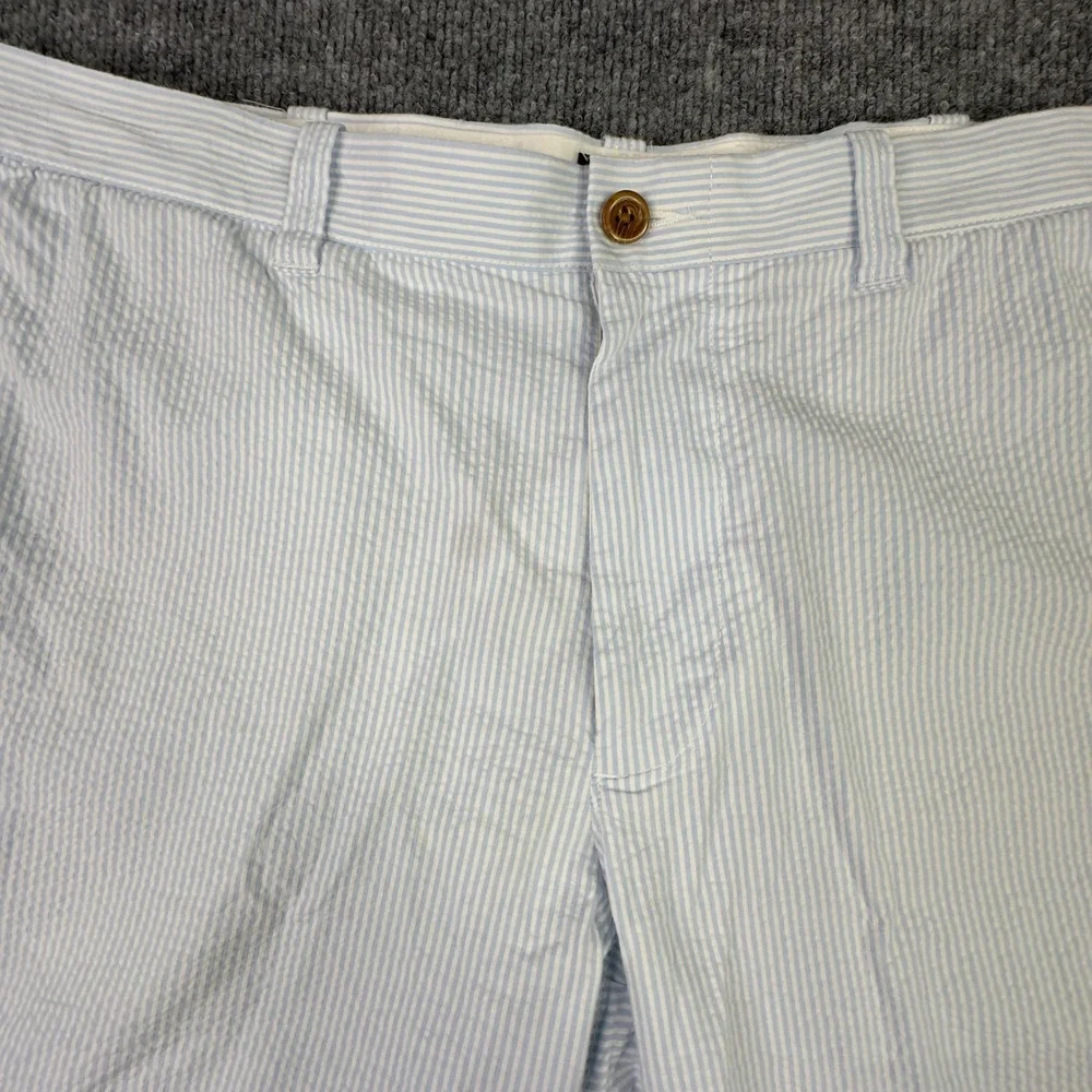 J.Crew‎ Shorts 36 Blue White Seersucker Striped Chino Preppy Coastal Vacation